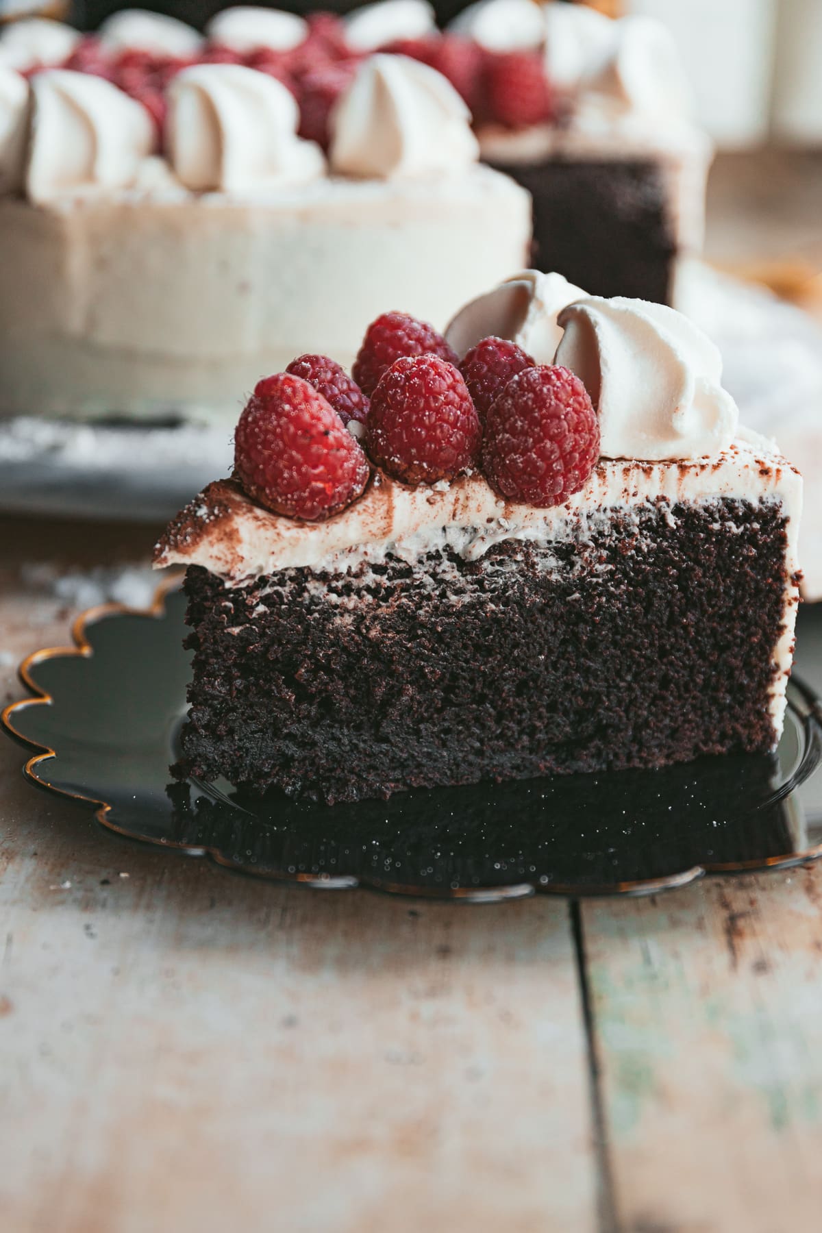 Wedding ceremony ceremony Cake Inspo: Chocolate Stout Cake with Raspberries and Cream