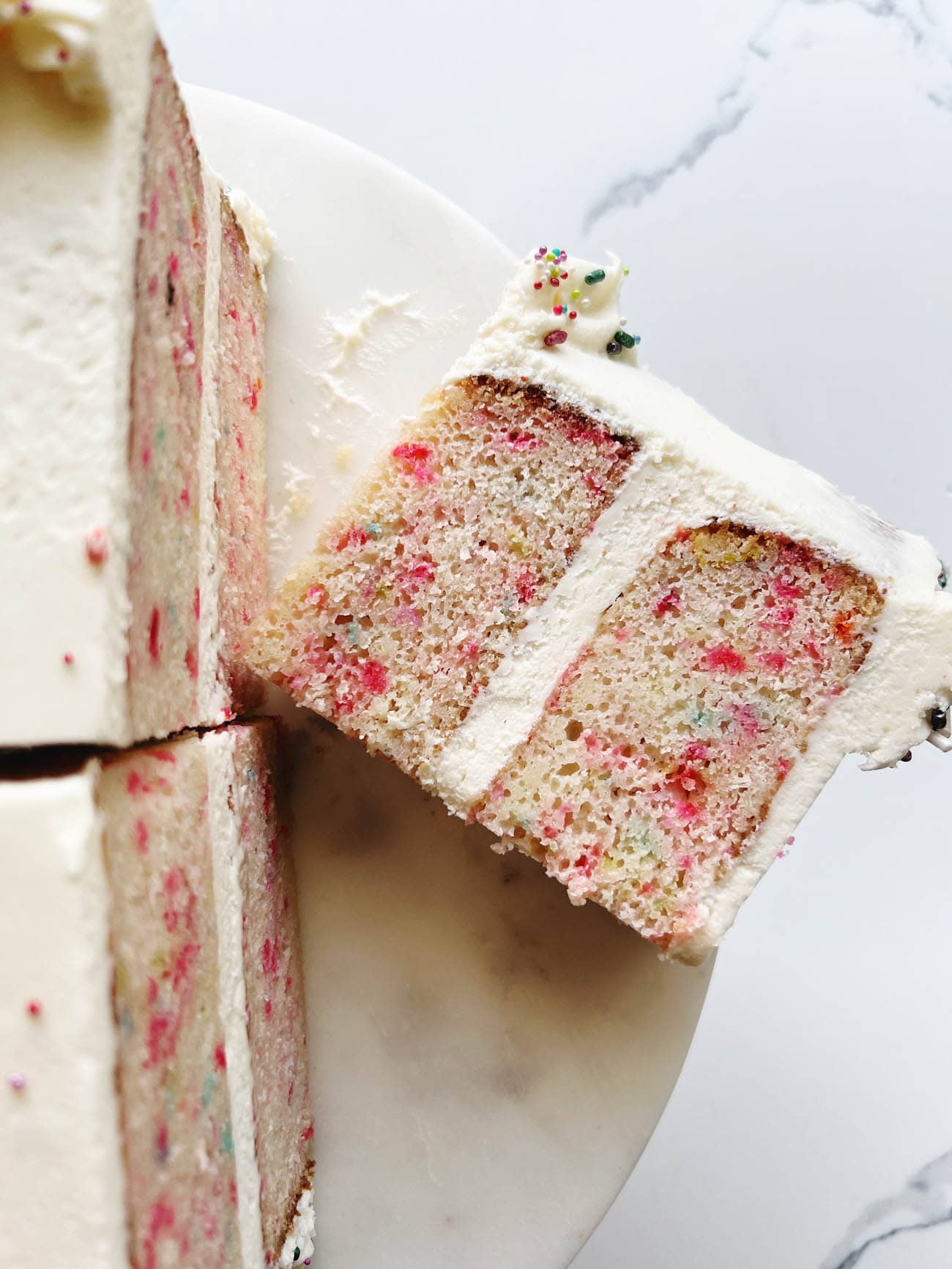 White Sprinkle Cake with Cream Cheese Frosting